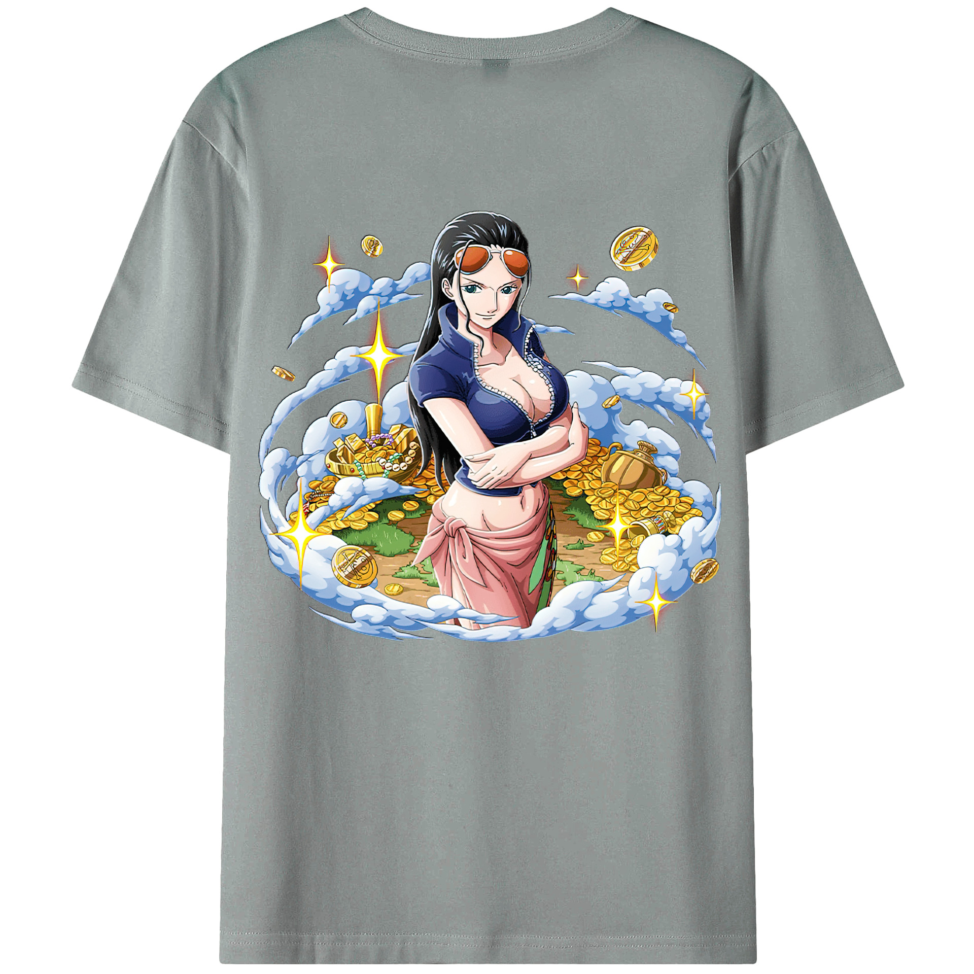 ワンピース ニコ・ロビン ONE PIECE Nico Robin 綿100％ メンズ半袖Tシャツ（バックプリント） 通気性